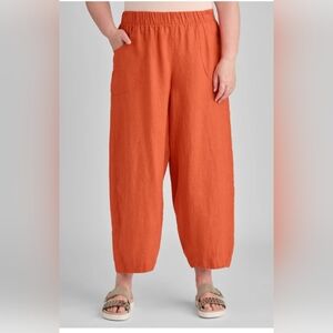 Flax Women's Wide Leg Orange Pants